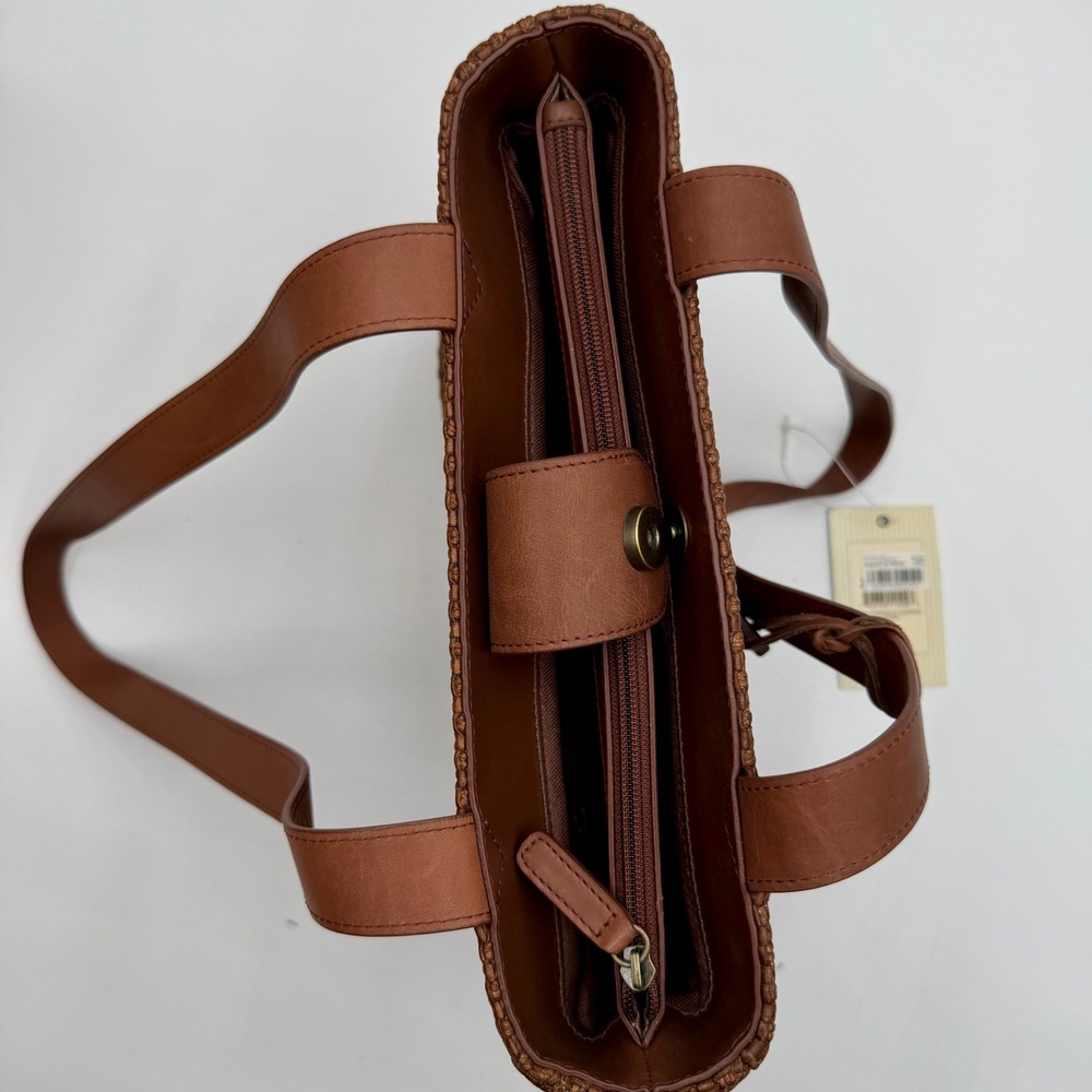 NWT Fossil Constance Shopper Tote Basketweave Shoulder Bag Women Brown Boho Chic - Picture 14 of 16
